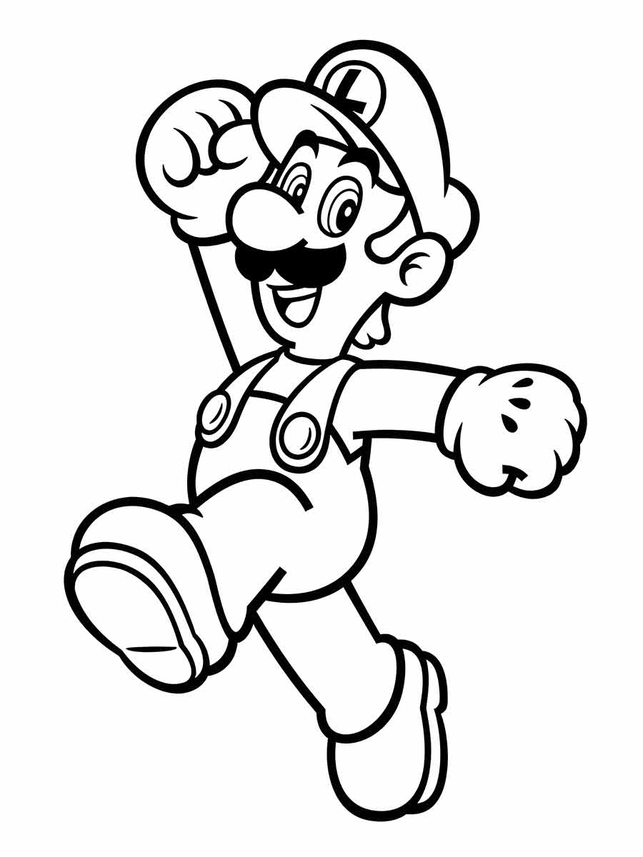 Página para colorir com o personagem Luigi da série Mario Bros