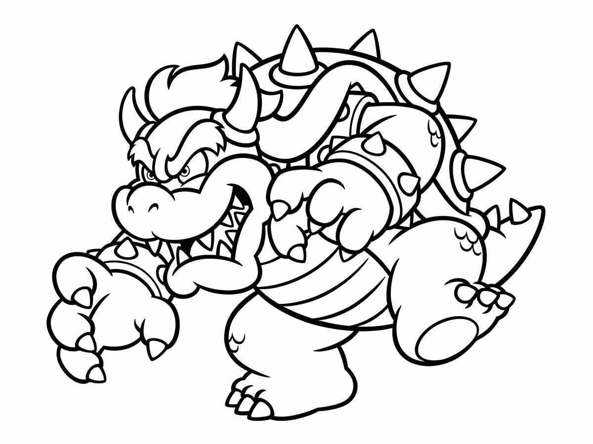 Desenho de Bowser para pintar