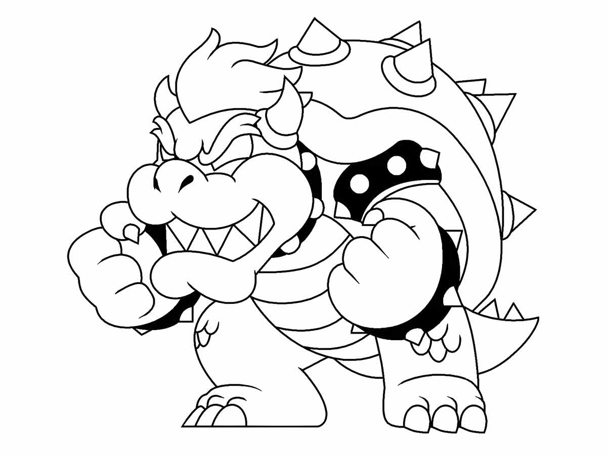 Desenho de Bowser para imprimir e colorir