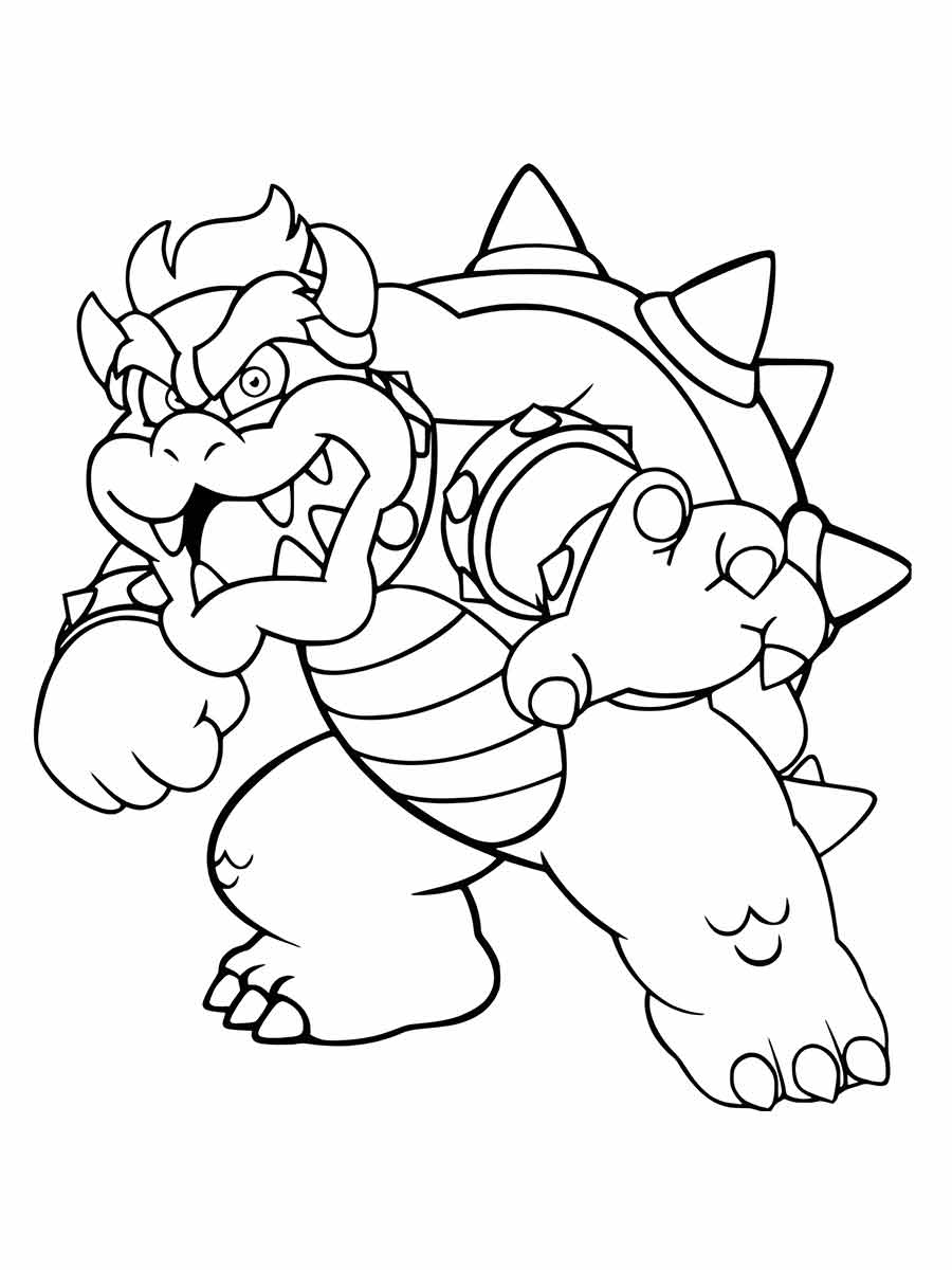 Desenho de Bowser para pintar e colorir