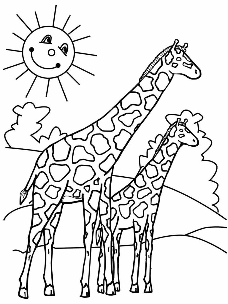 Desenhos de duas Girafas para pintar