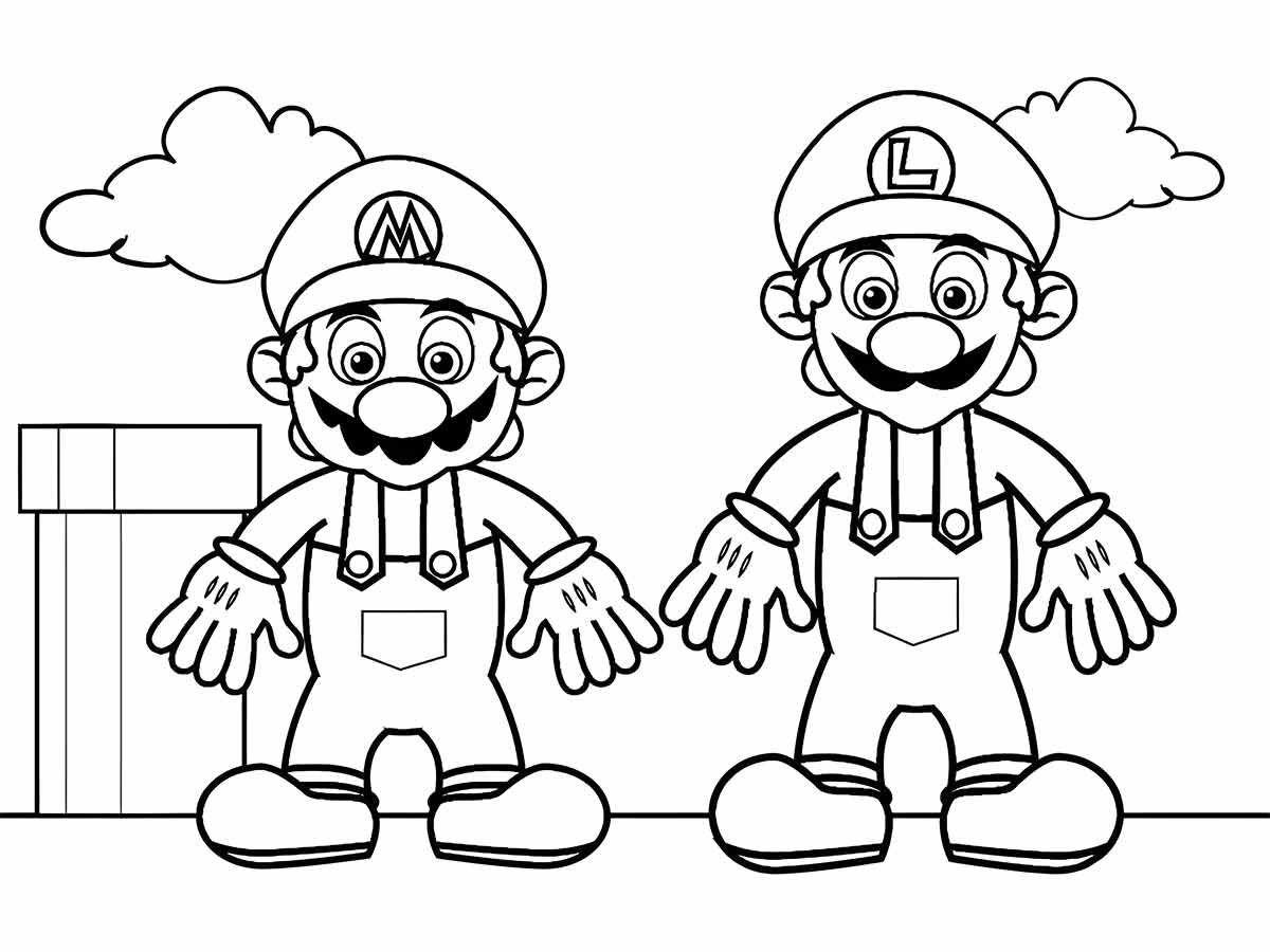 Desenhos de Mario e Luigi para pintar e colorir