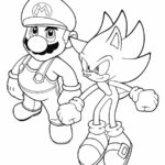 Desenho de Mario e Sonic para colorir