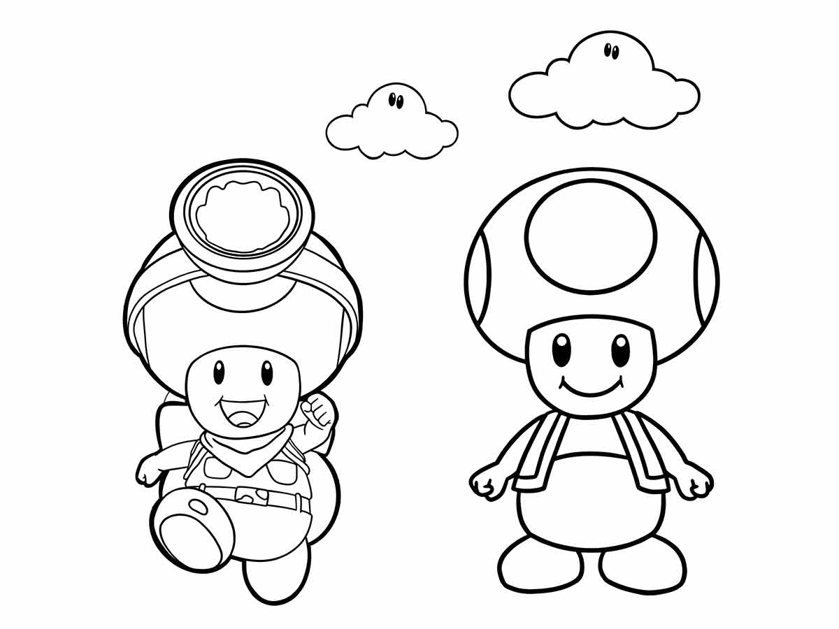 Página para colorir de Toad da série Mario Bros