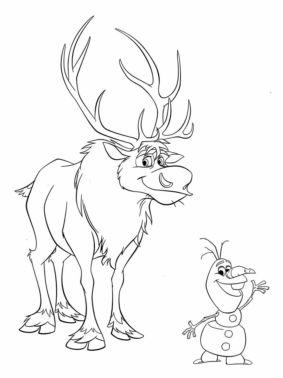 Desenho Sven e Olaf para Colorir