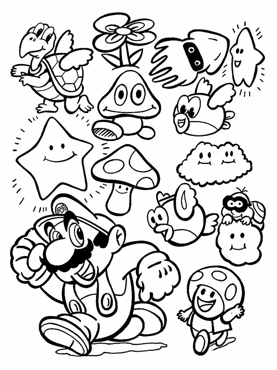 Vários desenhos do Mario Bros para colorir