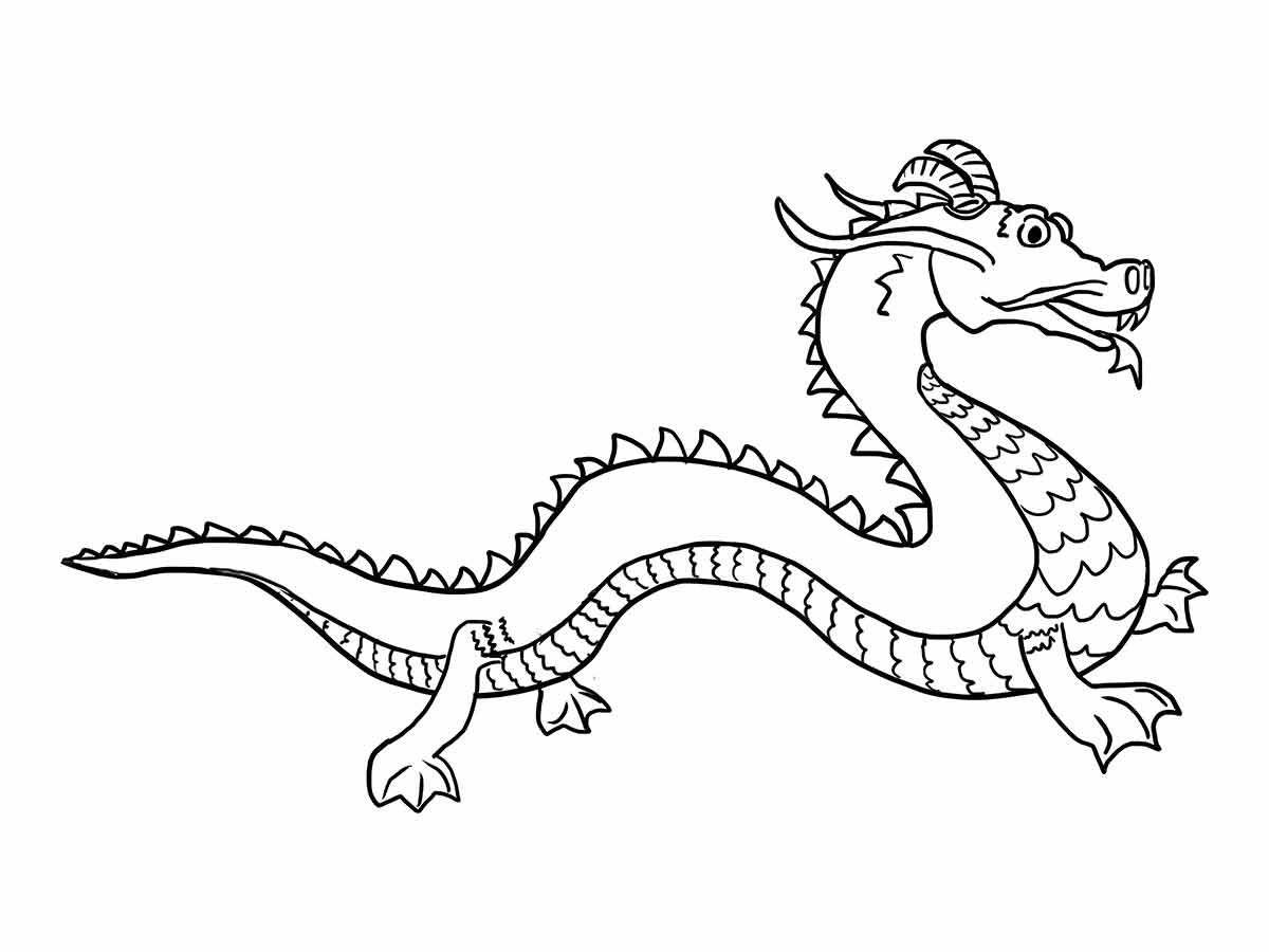 Desenho de dragão chinês para colorir