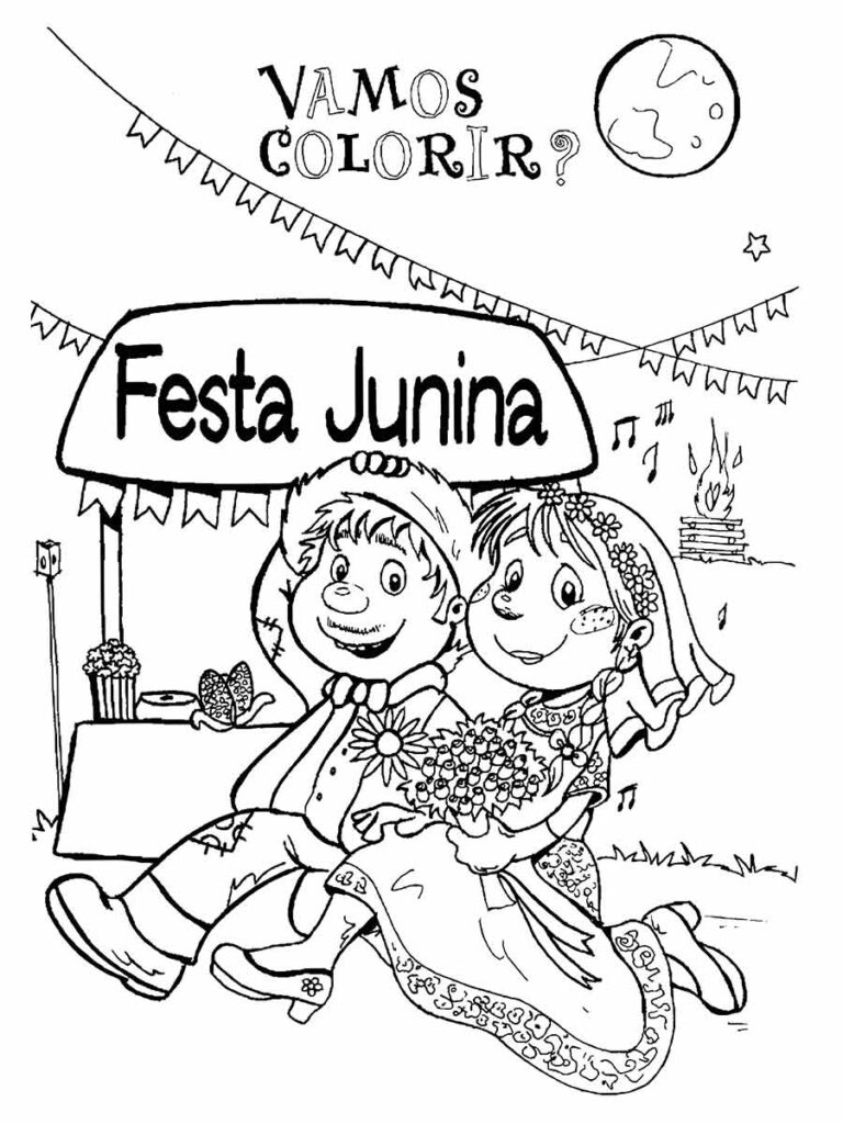 Desenho Festa Junina para imprimir e colorir