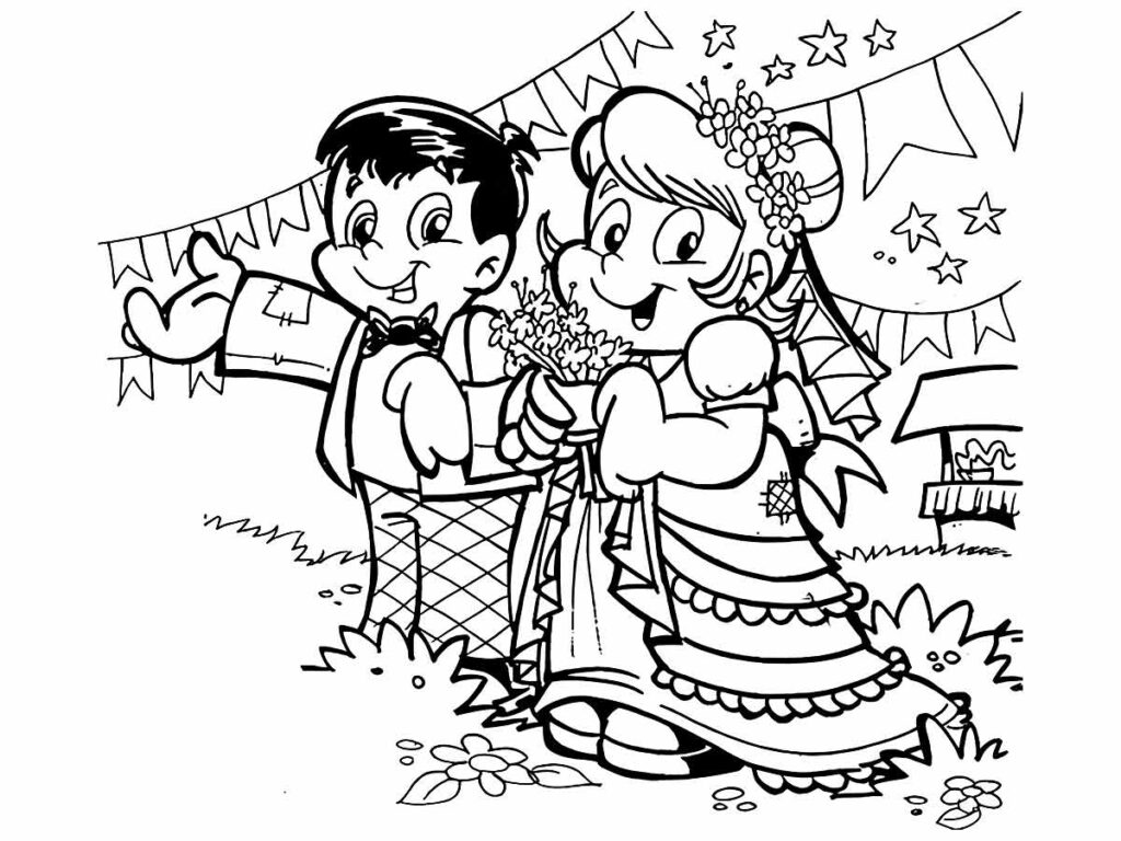 Desenho de Festas Juninas para colorir