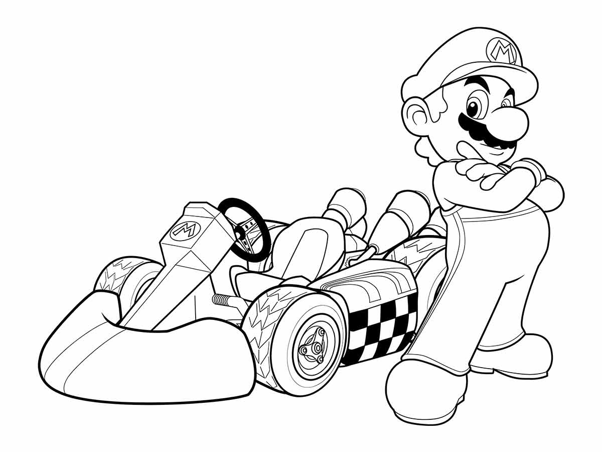 Desenho para pintar e colorir de Mario Kart