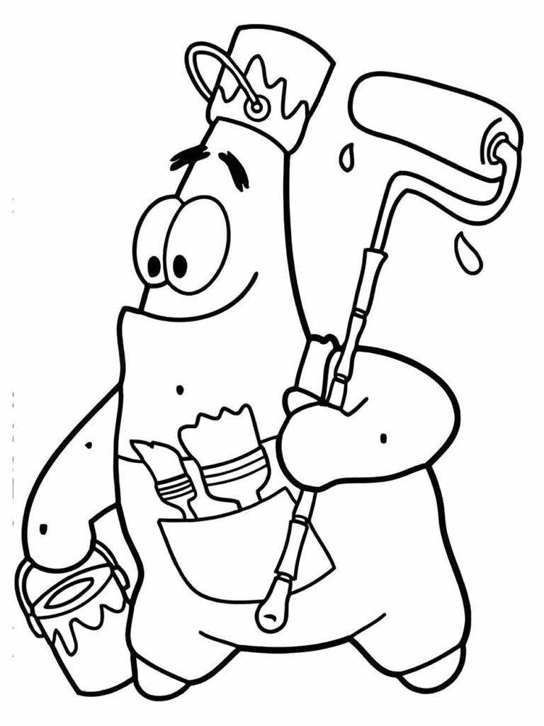 Patrick pintando para colorir - Bob Esponja