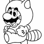 Desenho para colorir de Mario com uma roupa de Tanooki.