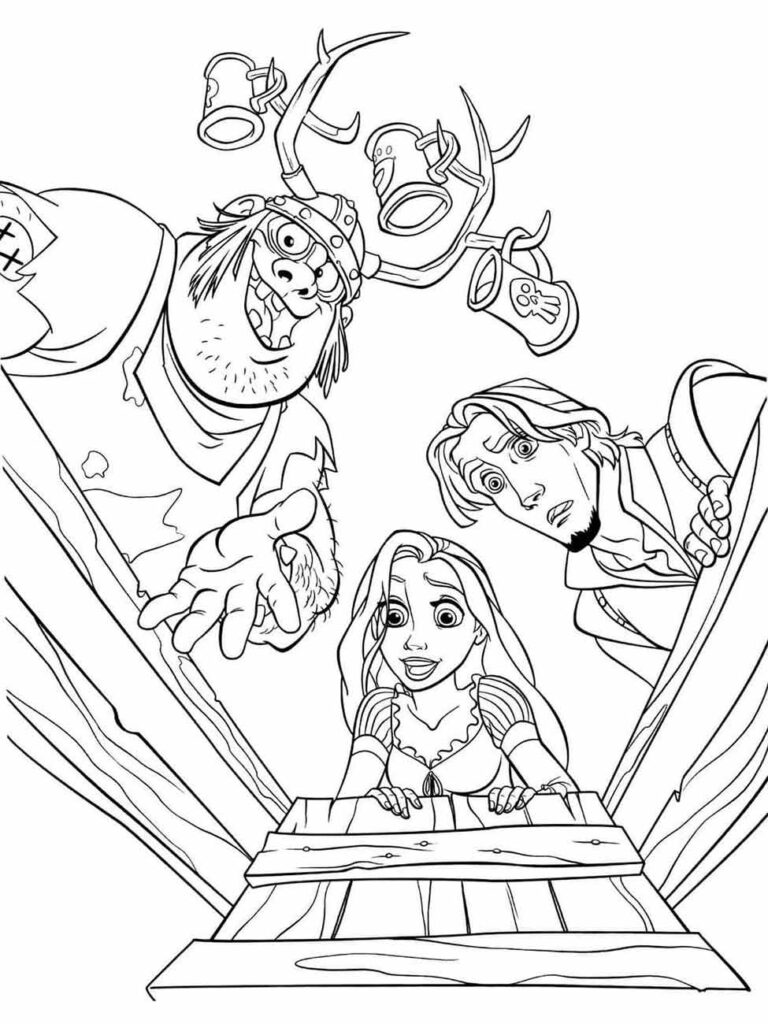 Desenho de Rapunzel e Flynn Rider para colorir