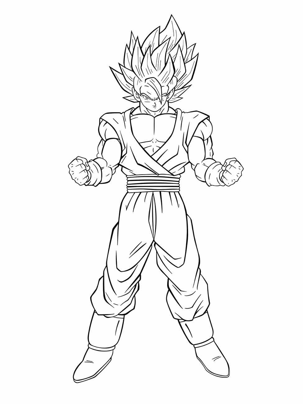 Desenho para colorir de Vegeta em pose de combate.