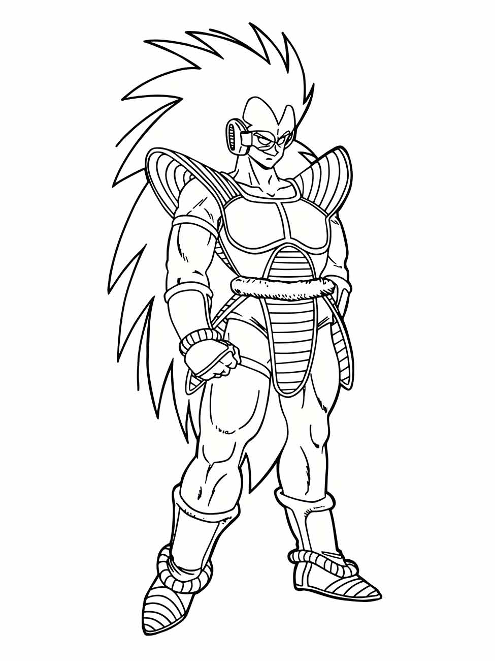 Desenho para colorir de Raditz, irmão mais velho de Goku, com sua armadura Saiyajin característica.