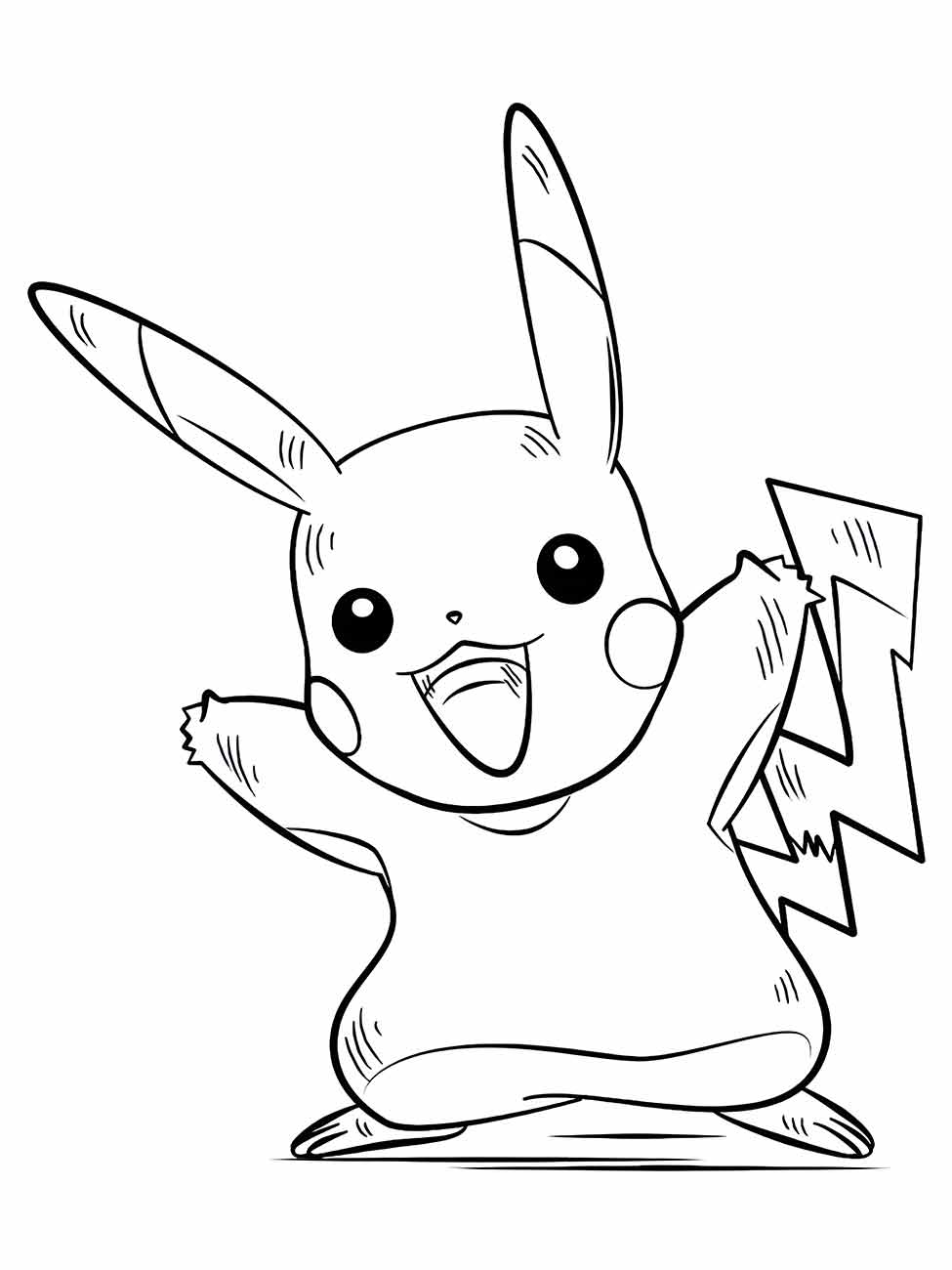 Desenho de Pikachu fofo para colorir