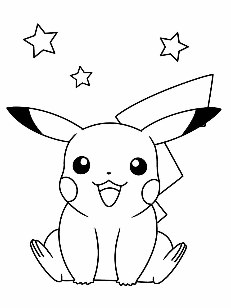 Desenho de Pikachu para pintar e imprimir