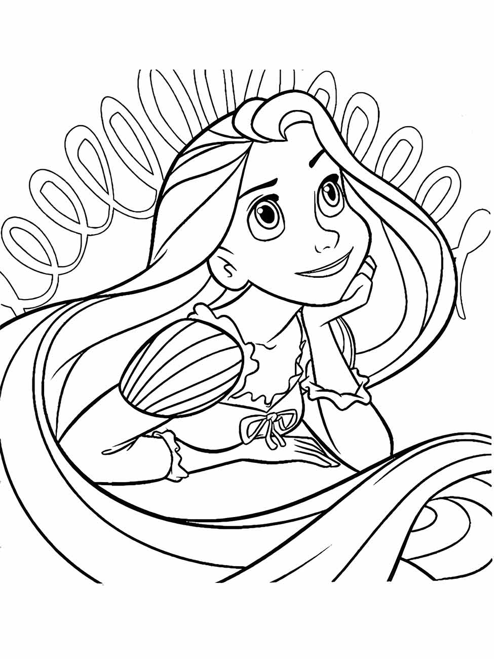 Desenho de Rapunzel para imprimir e colorir