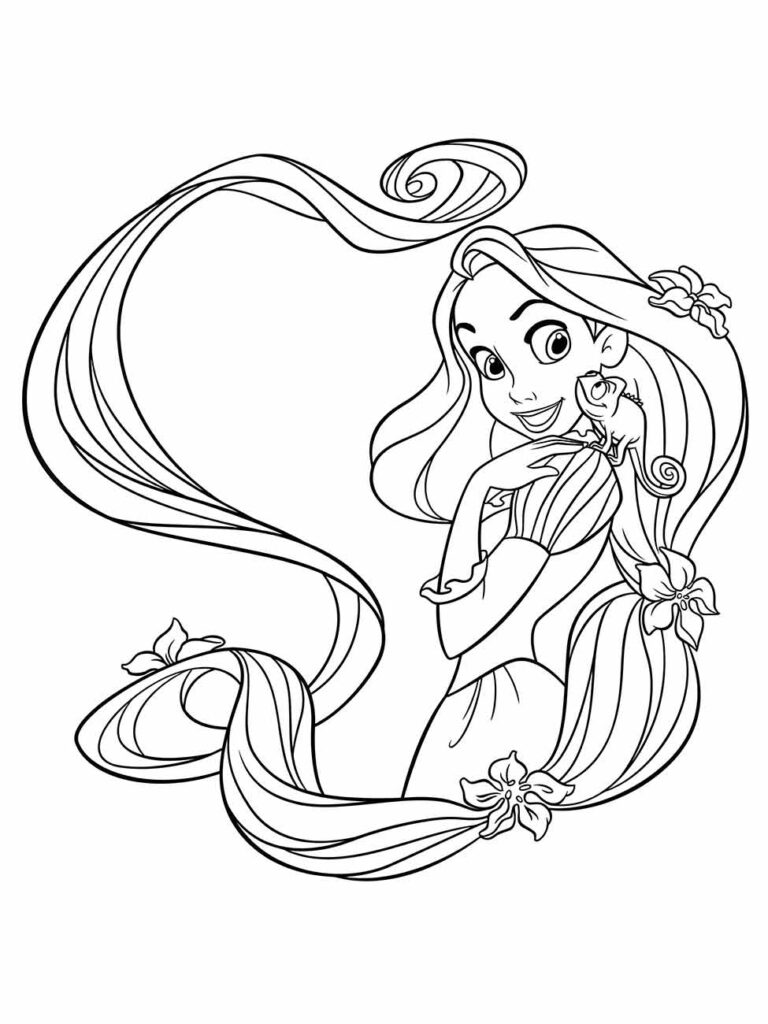 Desenho de Rapunzel para imprimir, pintar e colorir