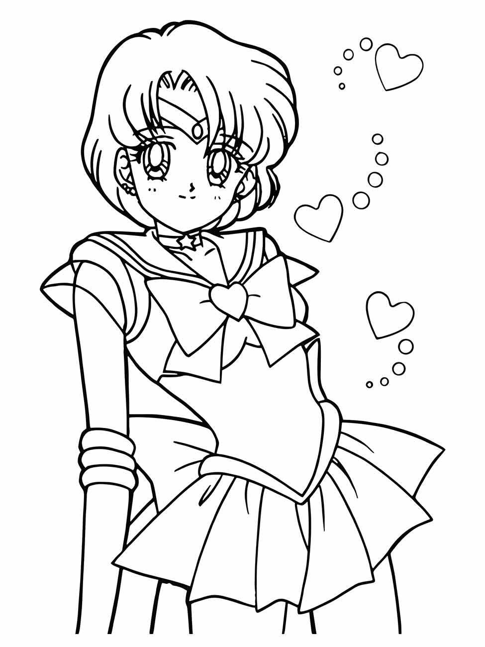 Desenho para colorir de Sailor Jupiter com corações.