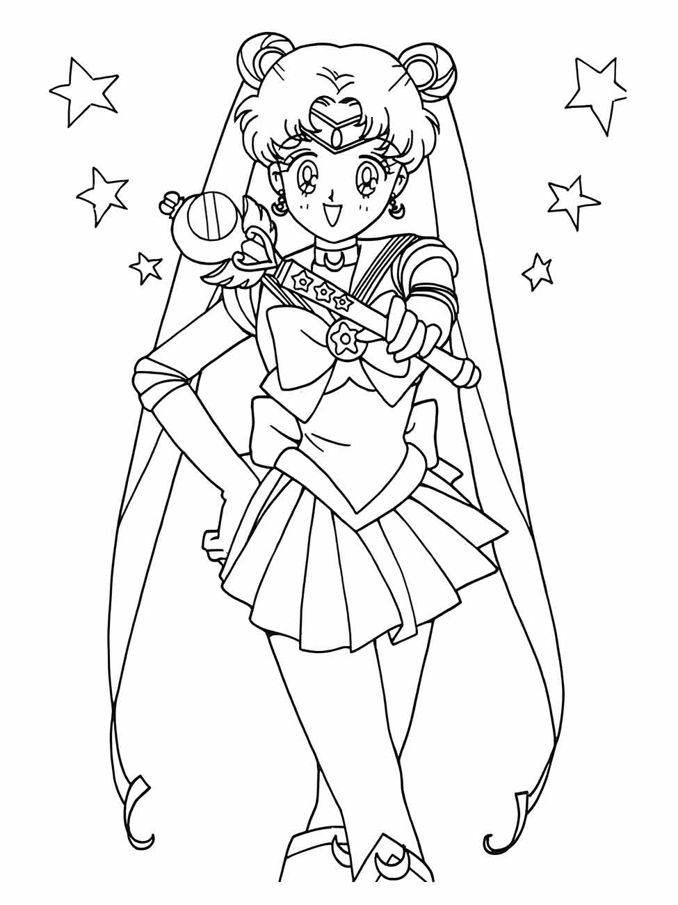 Desenho de Sailor Moon para pintar e colorir