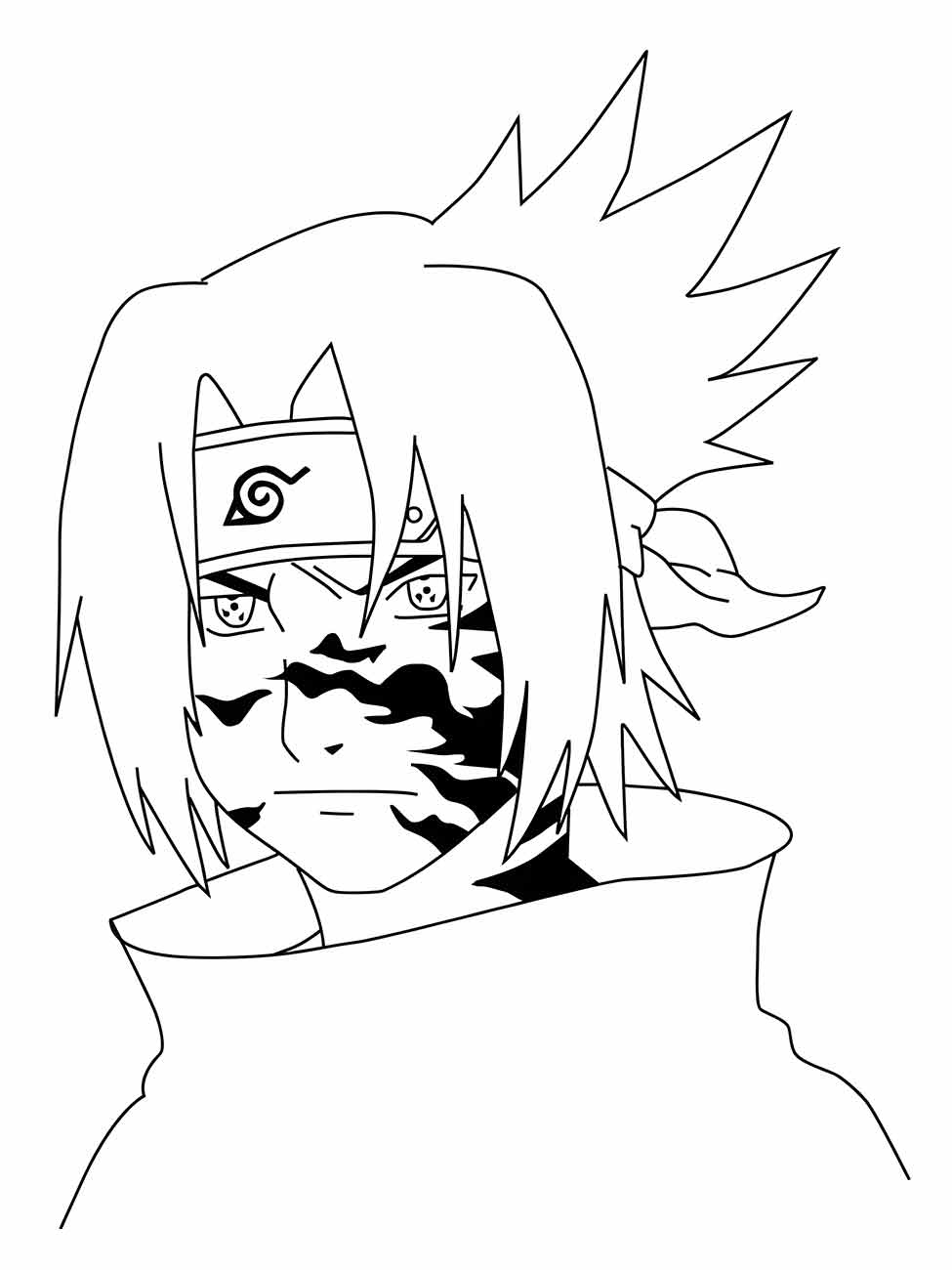 Desenho de Sasuke para colorir