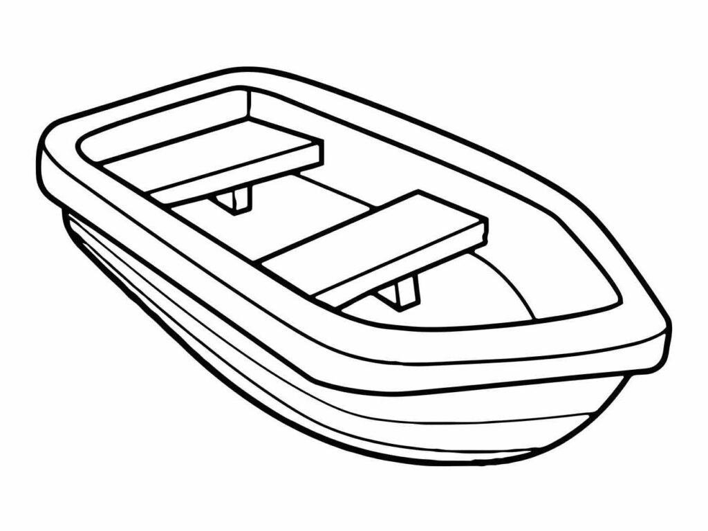 Desenho para colorir de um bote salva-vidas com bancos internos.