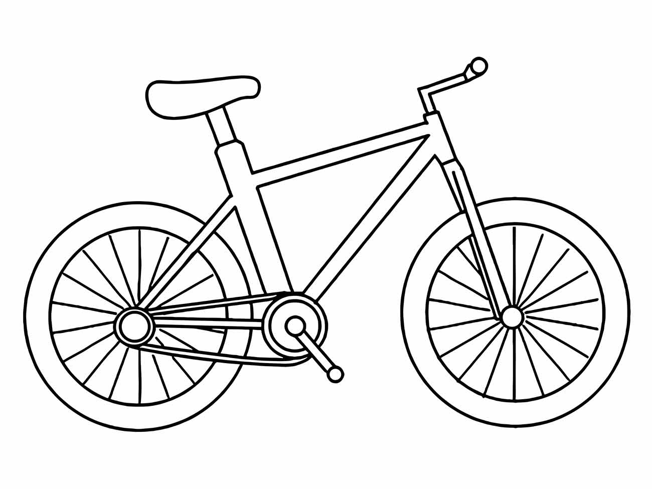 Desenho de uma bicicleta fixa para colorir com quadro minimalista e design moderno.