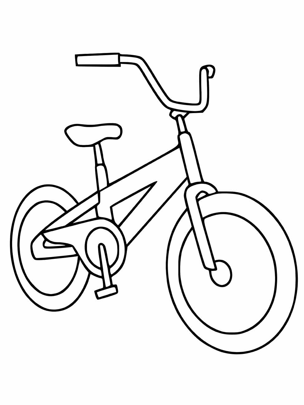 Desenho de uma bicicleta estilo BMX para colorir, pronta para aventuras e manobras radicais.