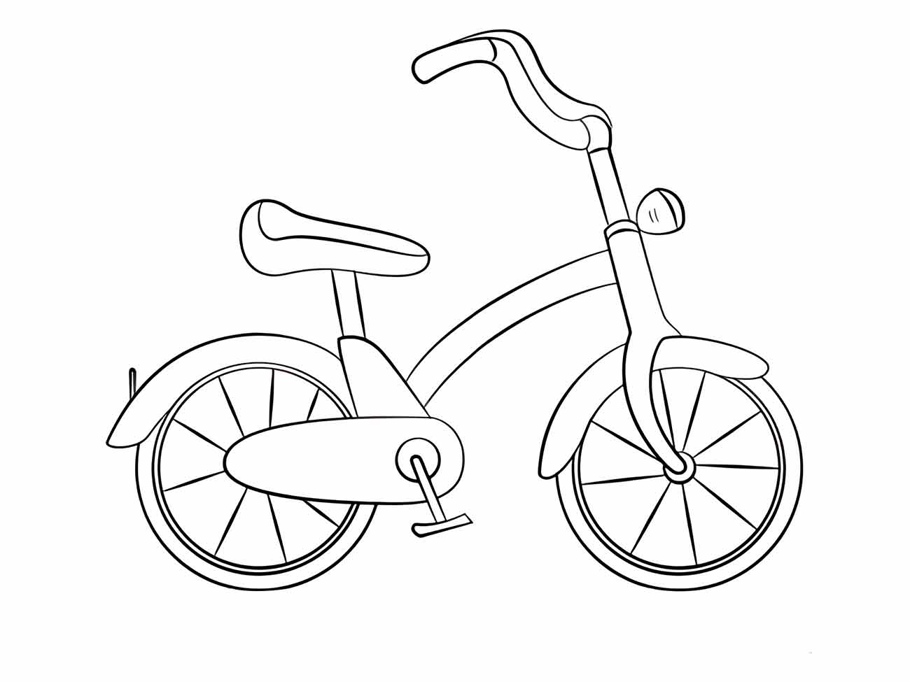 Desenho de uma bicicleta infantil para colorir com design arredondado.