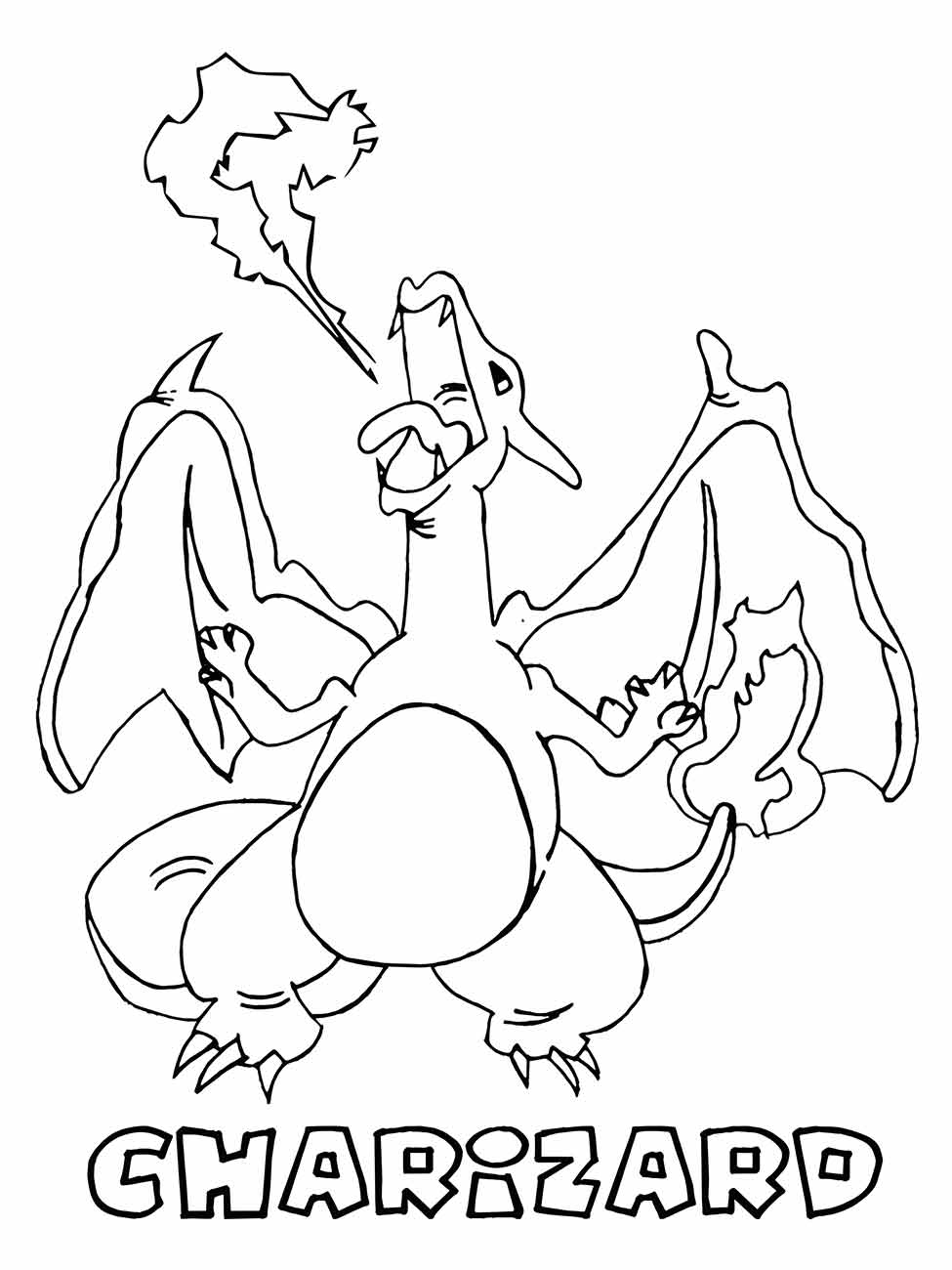 desenho para colorir charizard soltando fogo