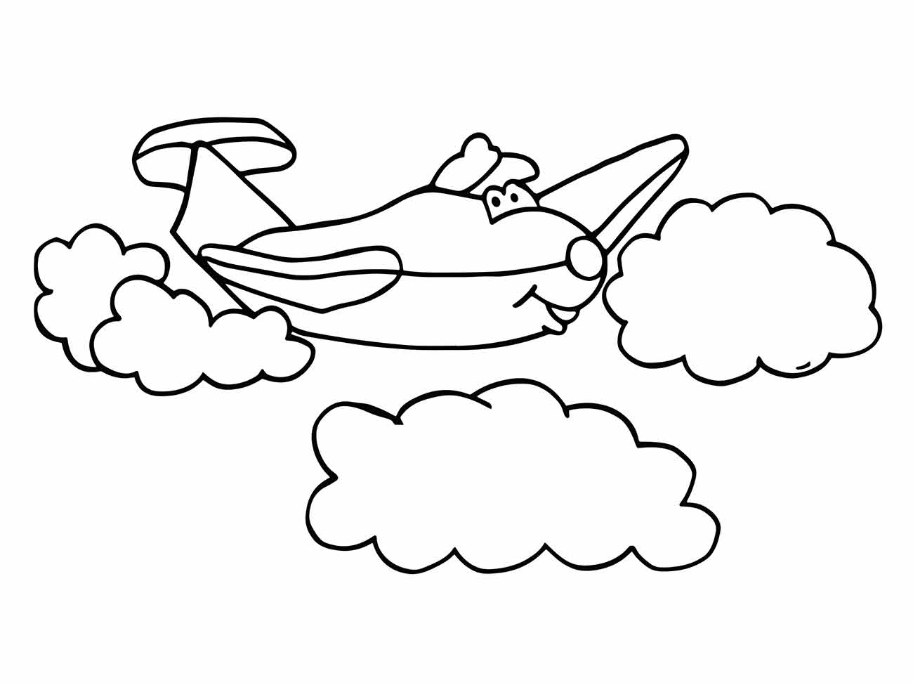 Desenho de avião para pintar e colorir