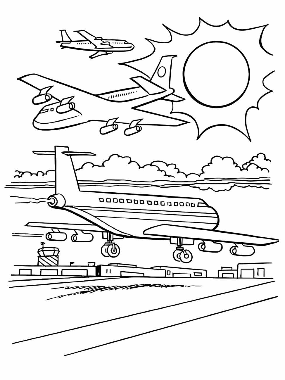 49 desenhos de aviões para colorir