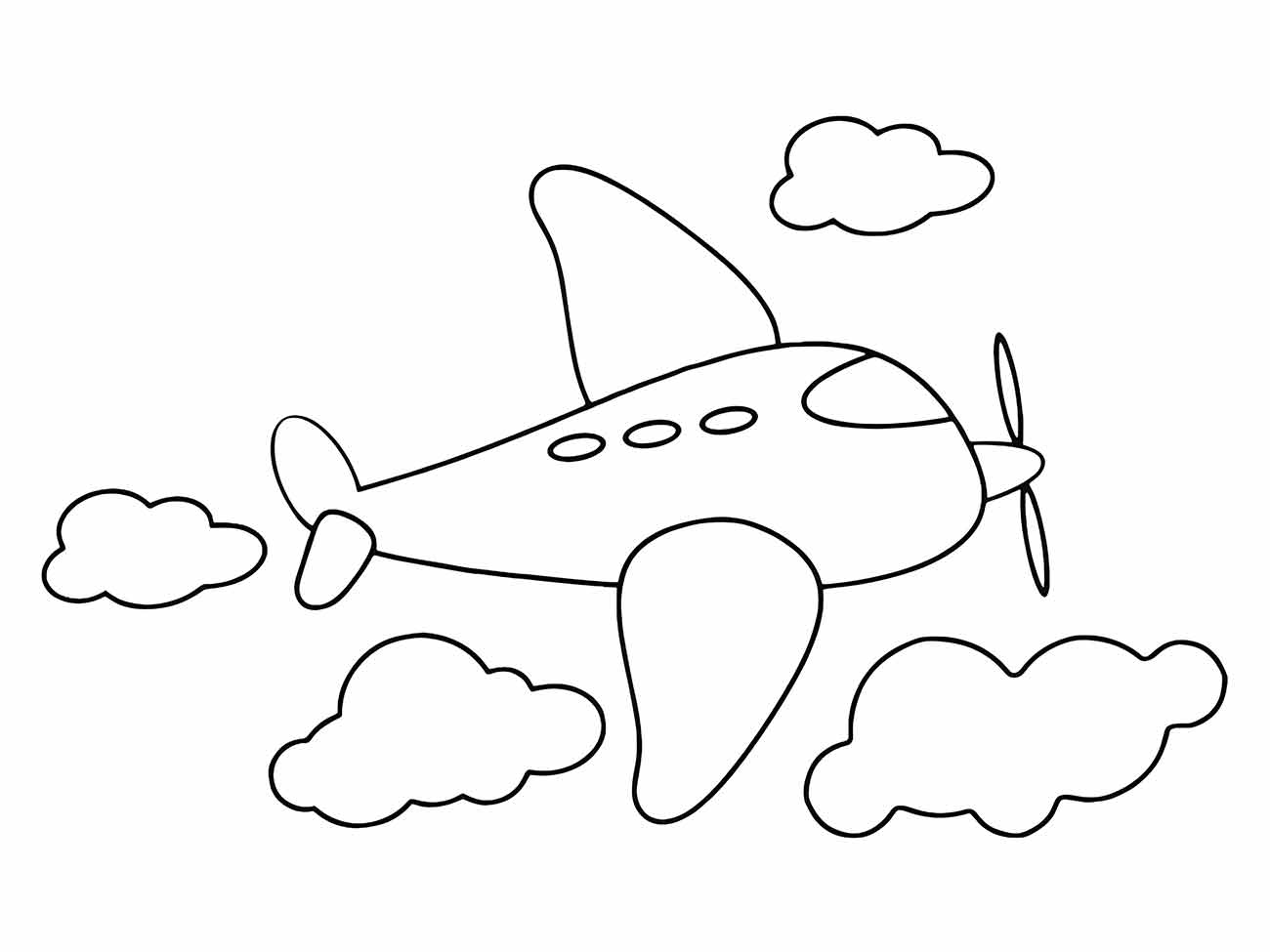 Desenho de avião para imprimir, pintar e colorir