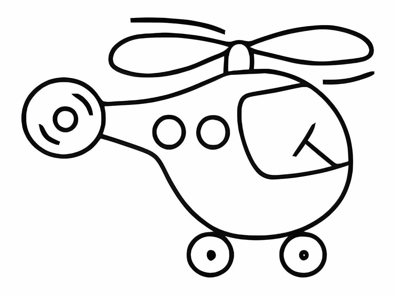 Desenho para desenhar fácil e bonito de helicóptero com linhas simples e rotor detalhado.