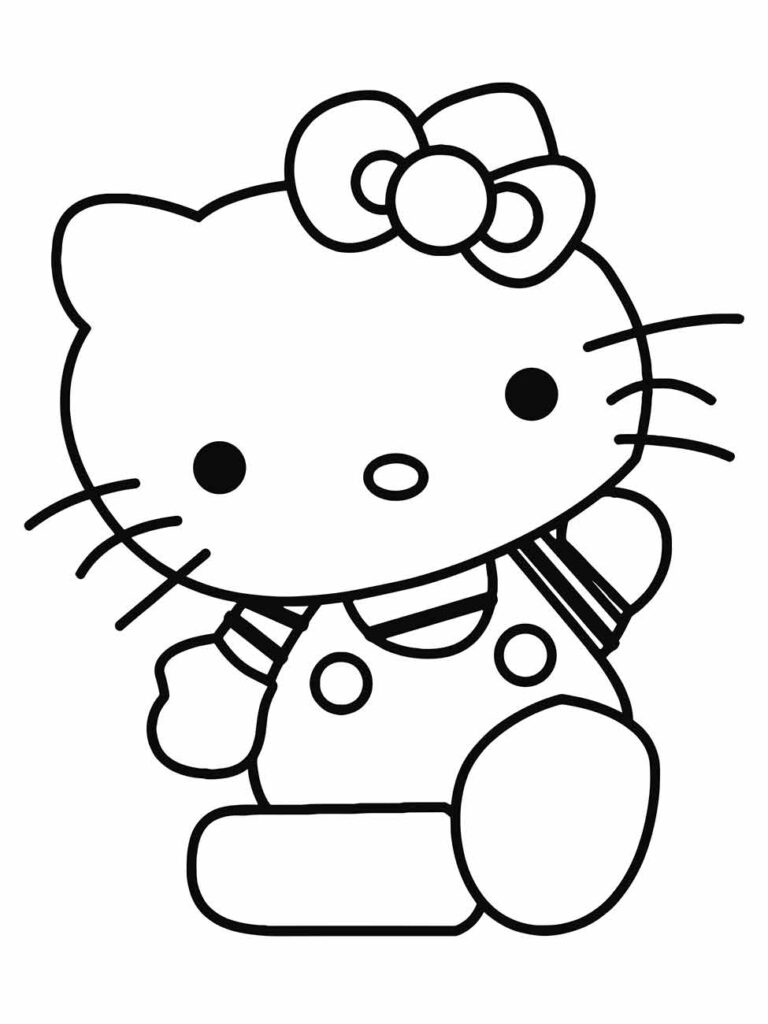 Desenho para desenhar de Hello Kitty, personagem com laço e traços minimalistas.