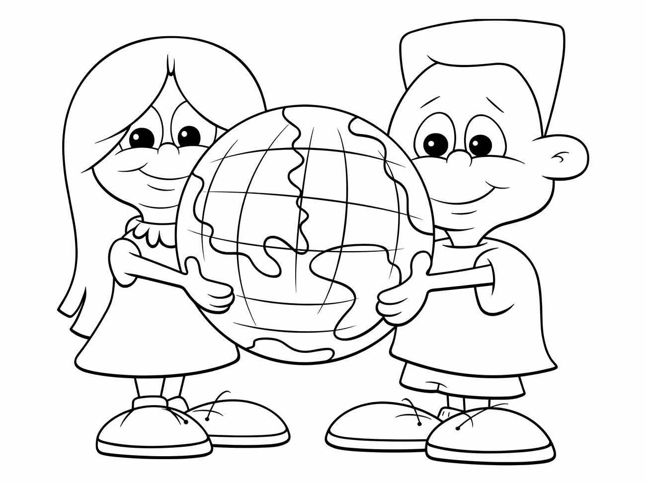 Desenho de um globo terrestre do Planeta Terra para colorir.