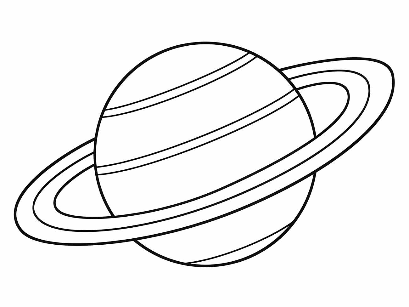 Desenhos do Planeta Saturno e seus anéis proeminentes para colorir.