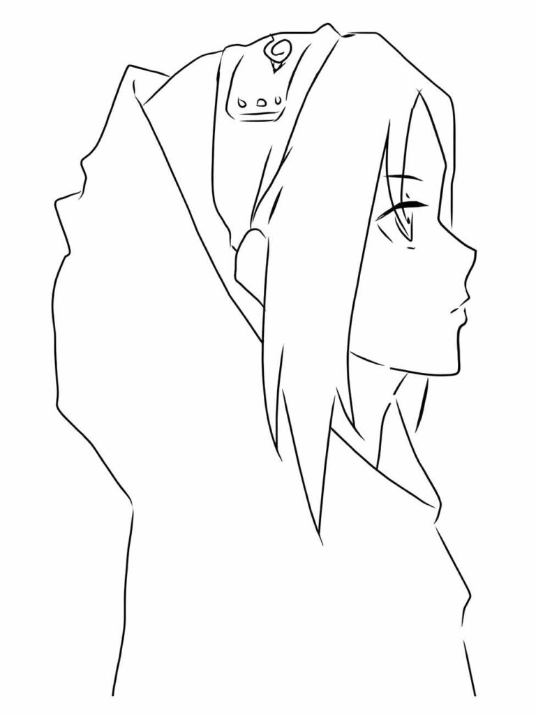 Desenho para colorir de Sakura Haruno, perfil, olhando para frent