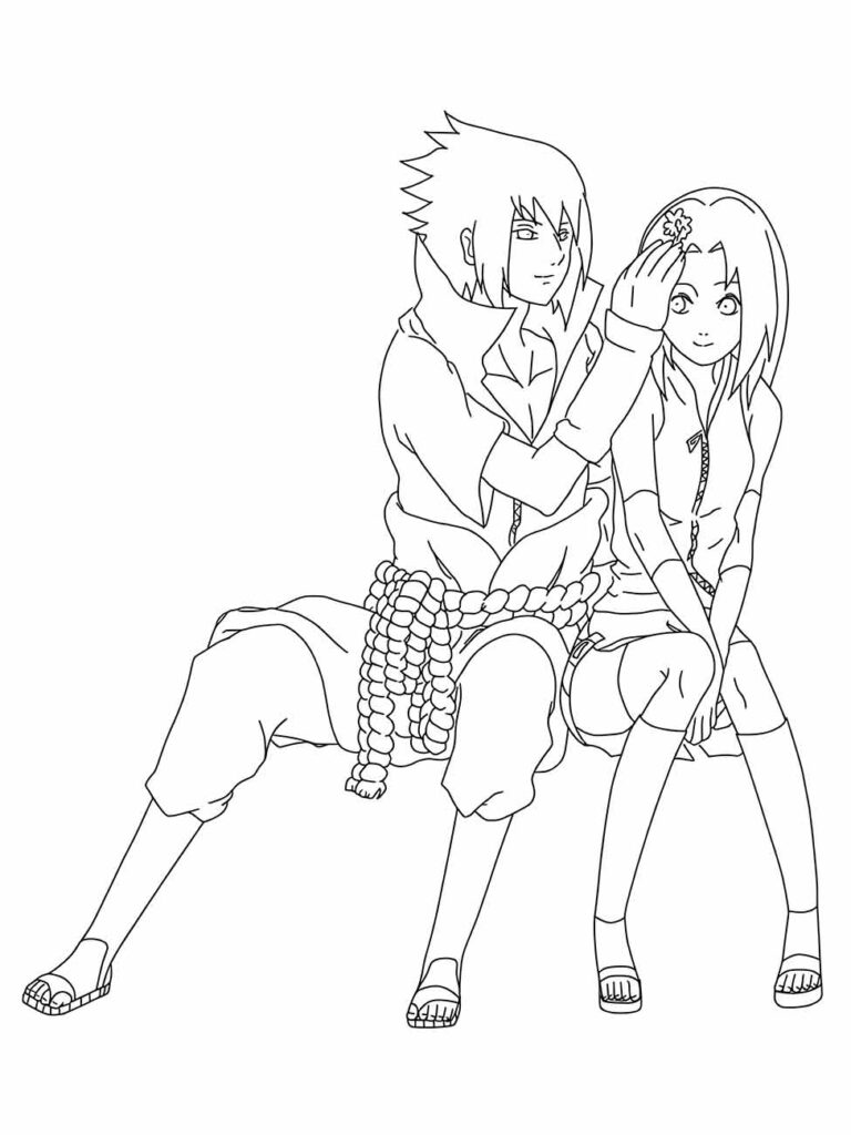 sasuke e sakura para colorir