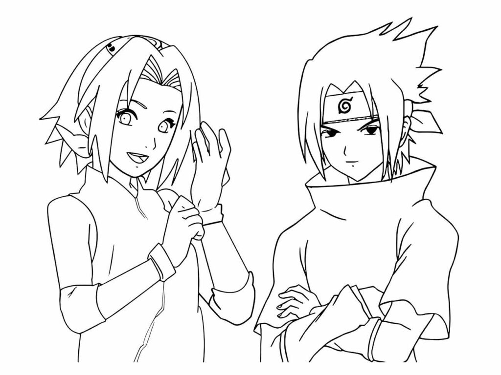 desenhos para colorir de sakura e naruto 