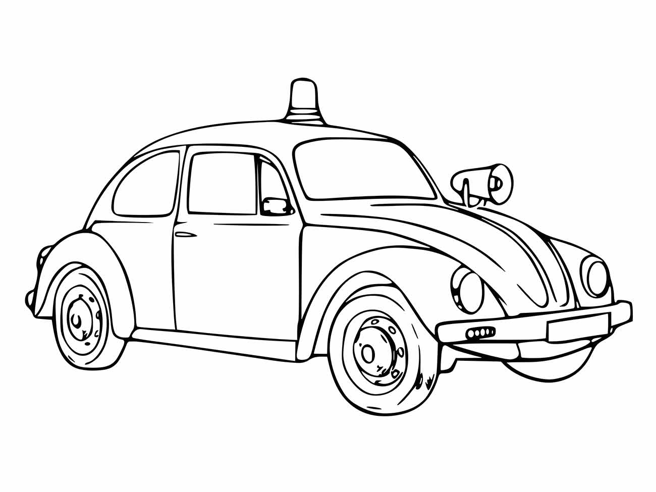 Desenho do fusca para colorir, equipado com giroflex no teto.