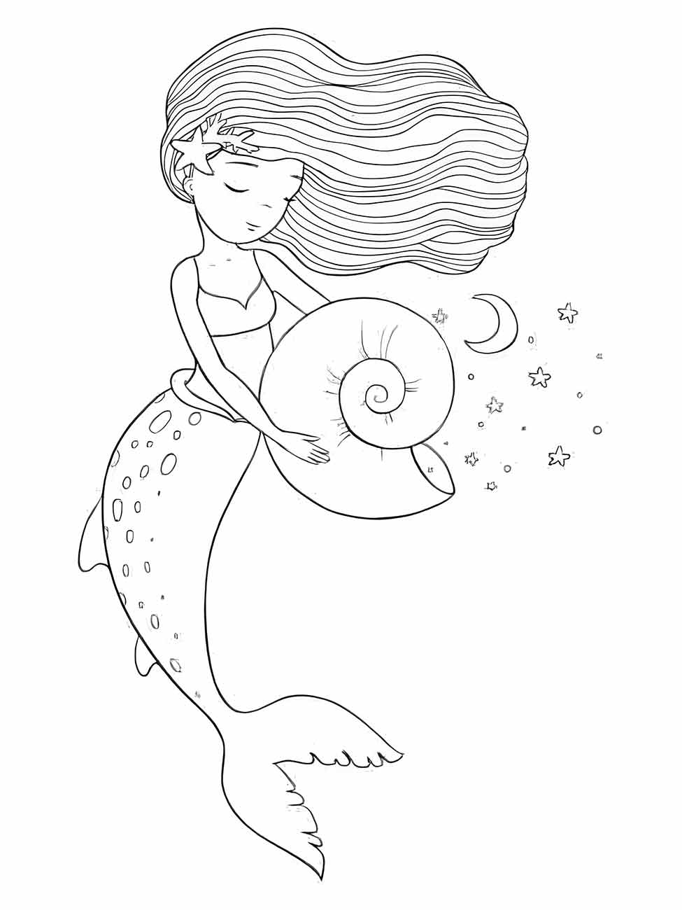 Sereia Iara desenho para colorir