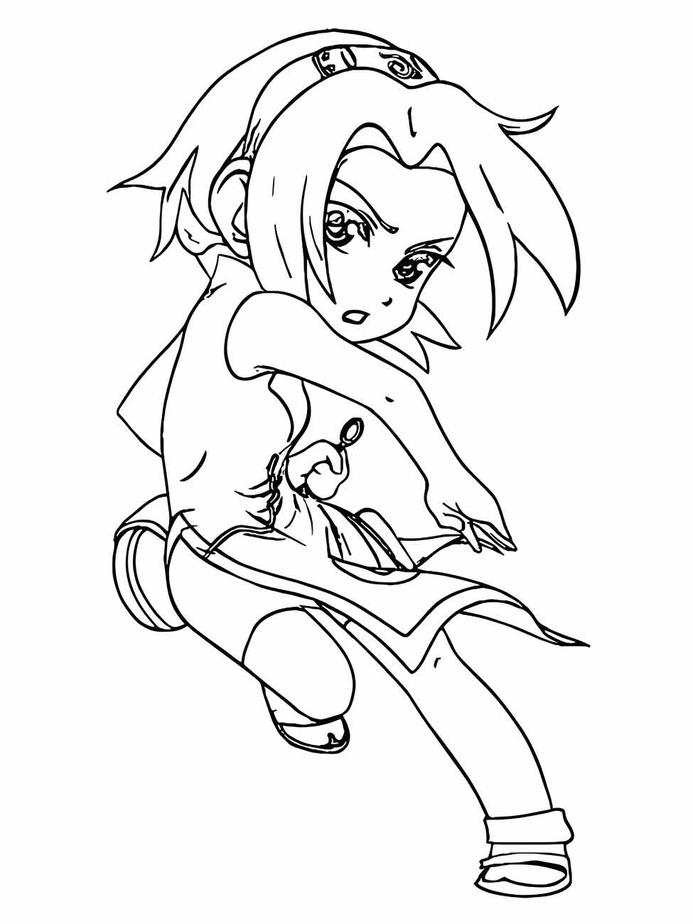 Desenho de Sakura para colorir, pronta para ação.