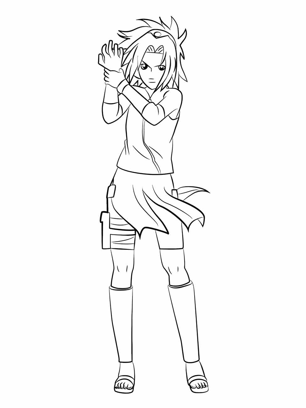 desenho para colorir sakura haruno em pose de combate