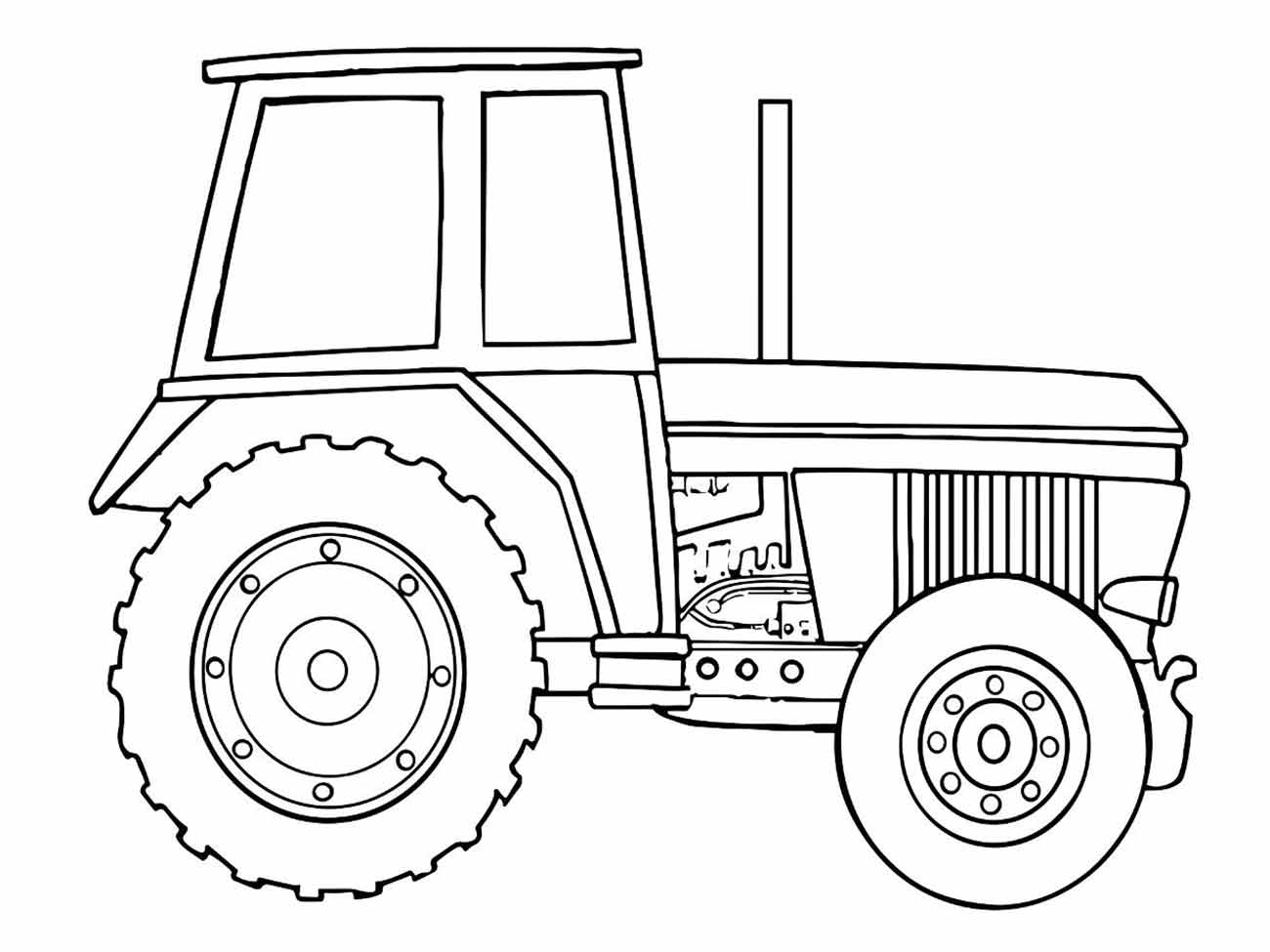 Desenho para colorir de um trator, com contornos simples, ideal para atividades criativas