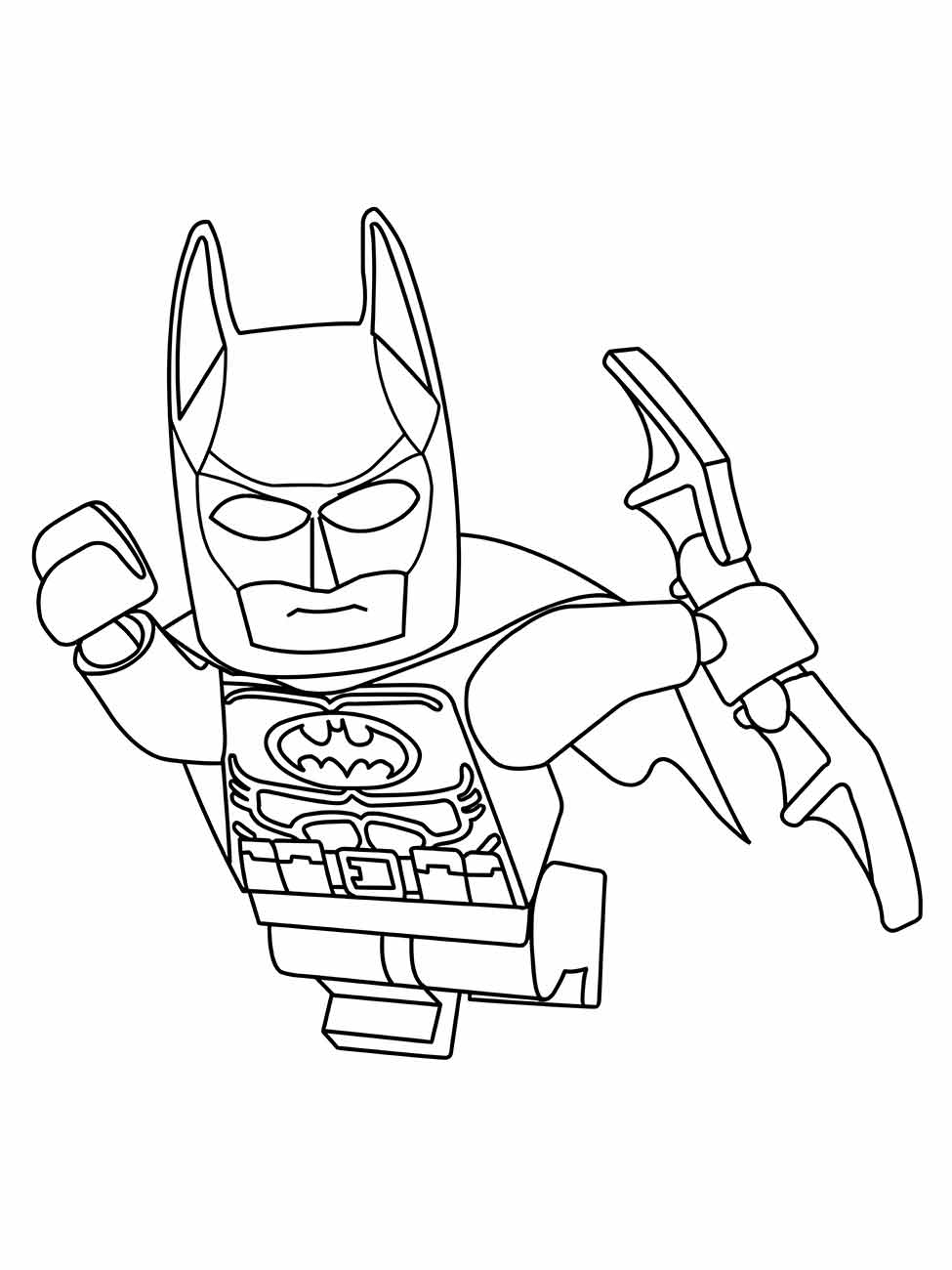 Desenho para colorir de Batman Lego com batarang.