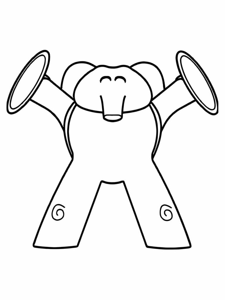 Desenho da Elly Pocoyo para colorir, destacando a personagem em um formato simples para imprimir e pintar.