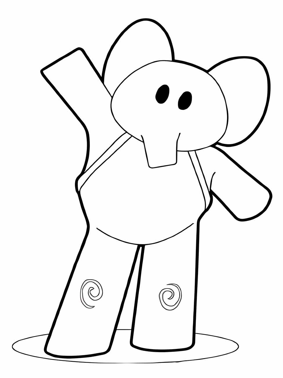 Elly Pocoyo para colorir em pose, uma página simples e charmosa para as crianças pintarem.