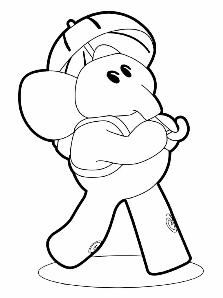 Elly Pocoyo para colorir, uma imagem encantadora que mostra a personagem feliz e pronta para a diversão.